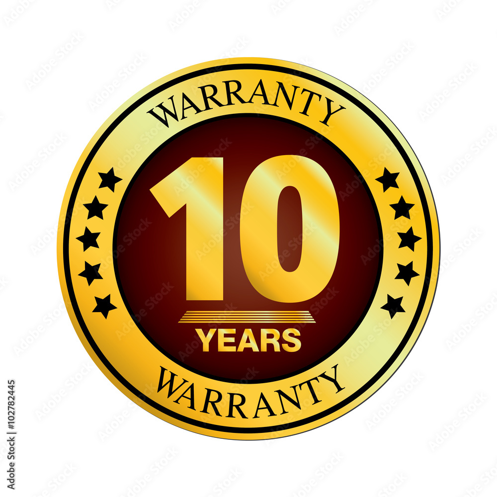 Warranty Design. Ten Year Warranty Design isolated on white background.