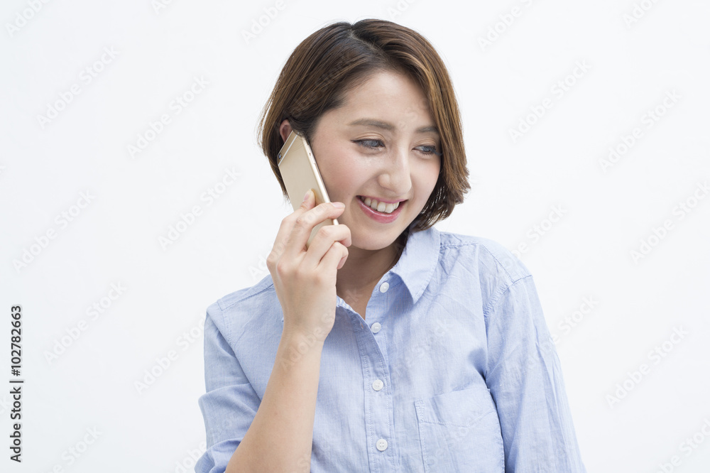 Women are talking on a mobile phone Women are talking on a mobile phone