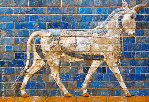Ishtar Gate wall with mythical bull