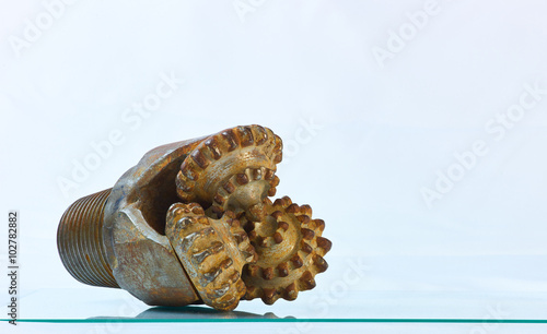 Used, dirty and rusty oil mining drilling head, bit.