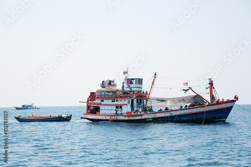 Fishing vessels at the island in the Andaman Sea  Thailand