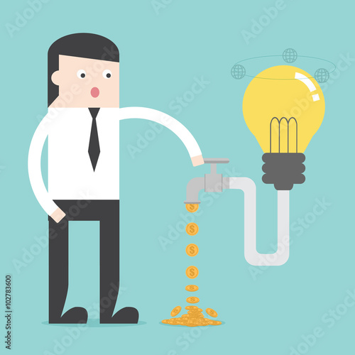 Passive income from idea for financial freedom. Flat design for business financial marketing banking advertising event concept cartoon illustration.