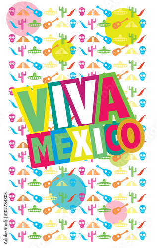 Viva Mexico, vector illustration, colorful vector poster