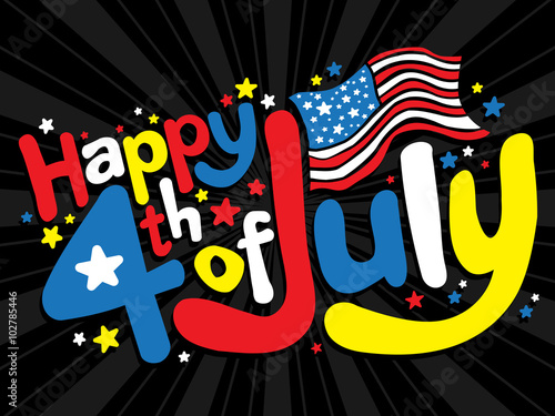 Happy 4th of July fun text vector graphic