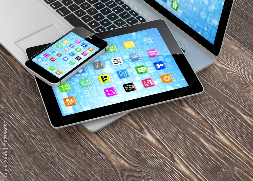 Laptop, phone and tablet pc. Laptop, phone and tablet pc.