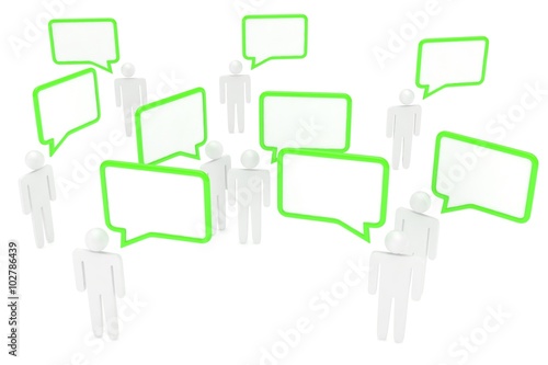 people with talk bubbles isolated over a white background