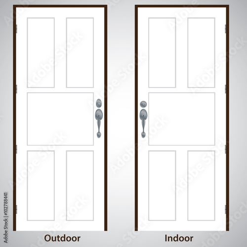 Vector design. The door on white and grey background.