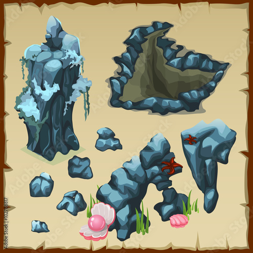 Underwater landscaping, stones and pearls