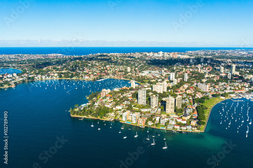 Aerial view on Sydney, Double bay harbourside area