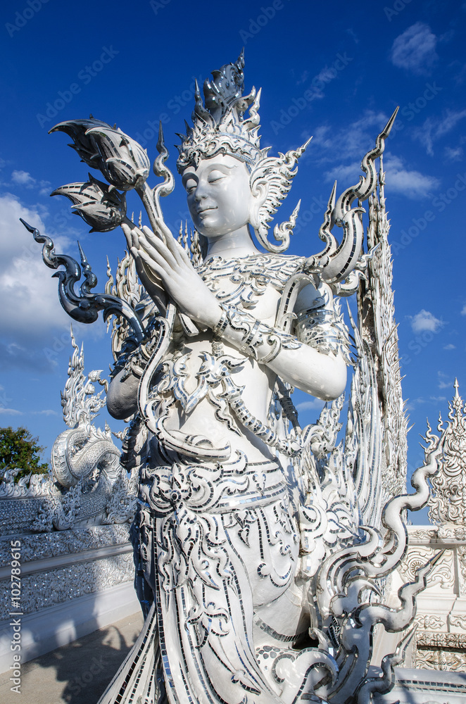 Staue in White temple Wat Rong Khun in Chang Rai Staue in White temple Wat Rong Khun in Chang Rai