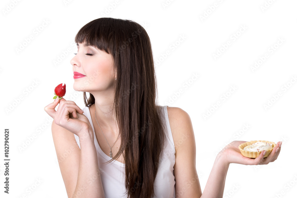 Young woman enjoying cake