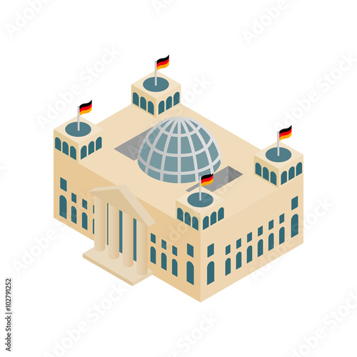 German Reichstag building isometric 3d icon