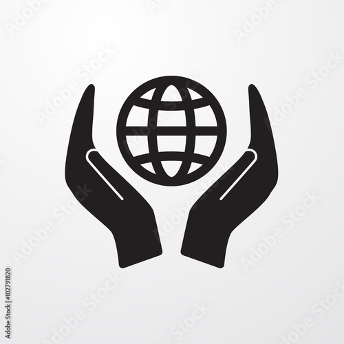 Globe in hand icon for web and mobile