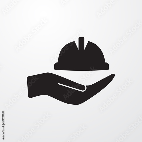 Hardhat with hand icon for web and mobile