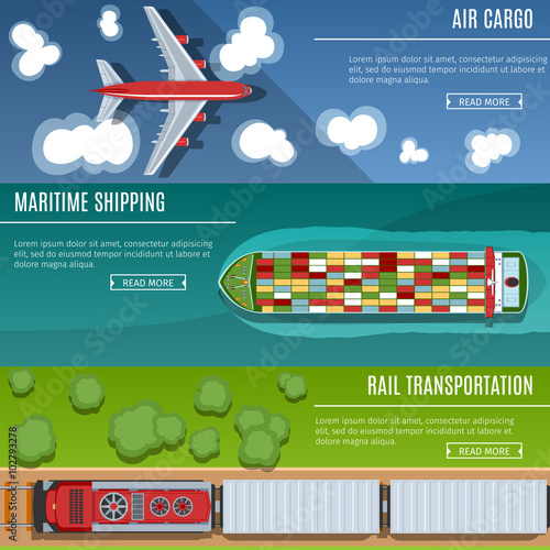 Colorful Transportation Banners Set