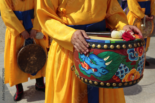 Seoul, South Korea, traditional changing of the royal guard drum