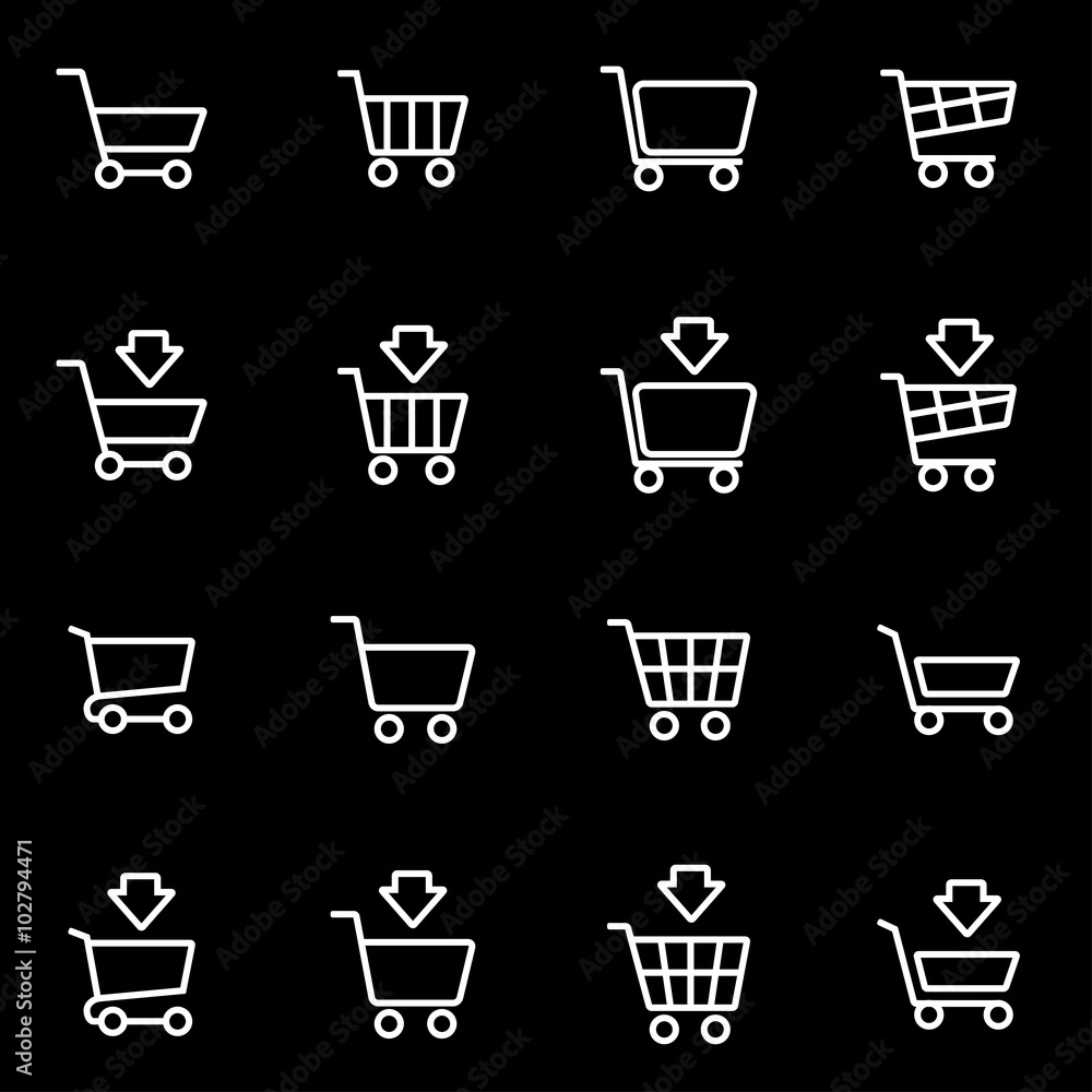 Vector line shopping cart icon set. Shopping Cart Icon Object, Shopping Cart Icon Picture, Shopping Cart Icon Image - stock vector