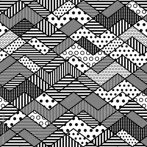 monochrome geometric patchwork pattern