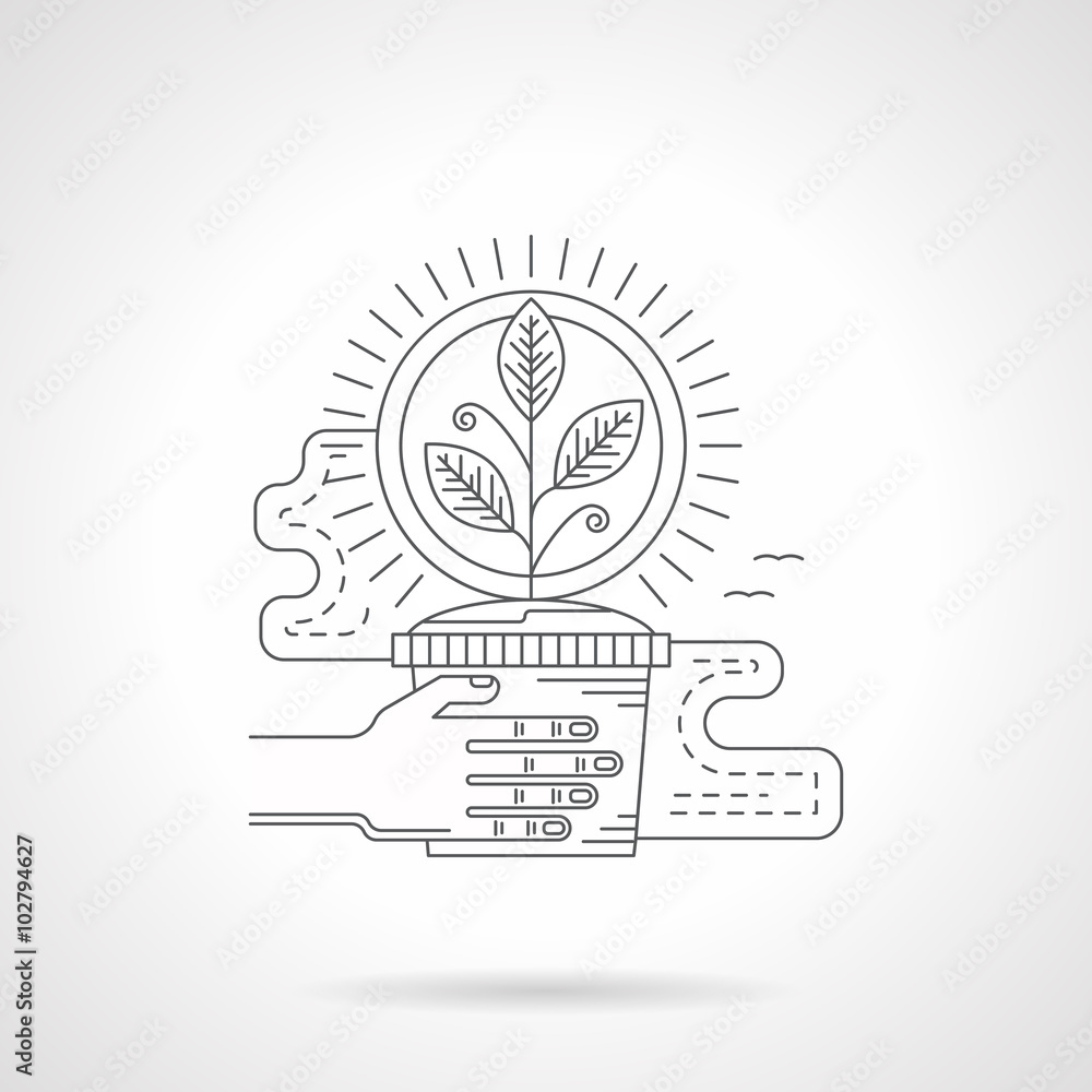 Seedling in pot detail line vector icon