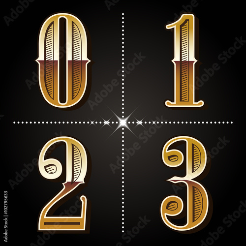western gradient alphabet letters vintage numbers vector (0,1,2,