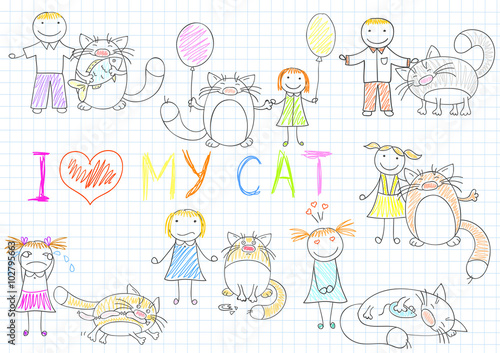 Children and cats