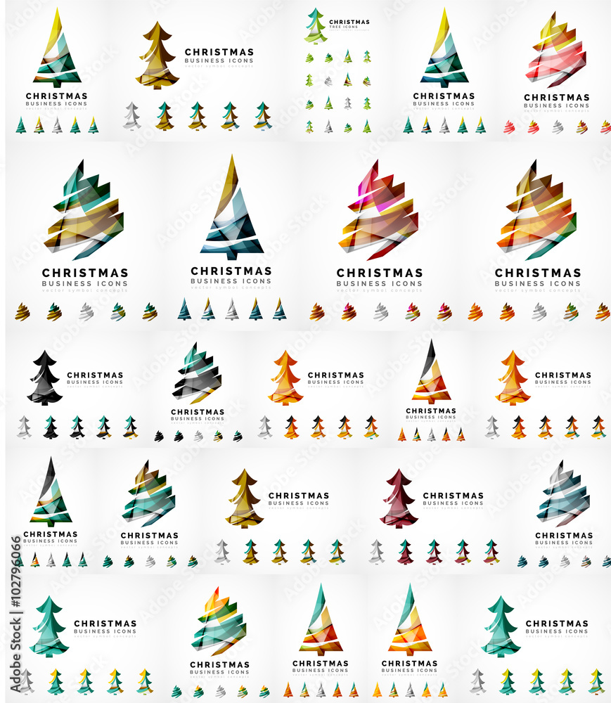 Vector Christmas tree icon set. Geometric design Vector Christmas tree icon set. Geometric design