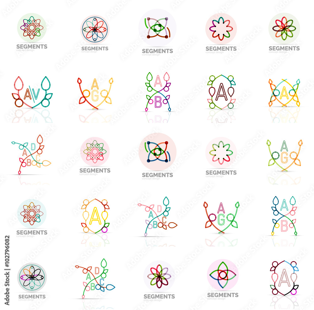 Linear abstract logos, letters, swirls Linear abstract logos, letters, swirls