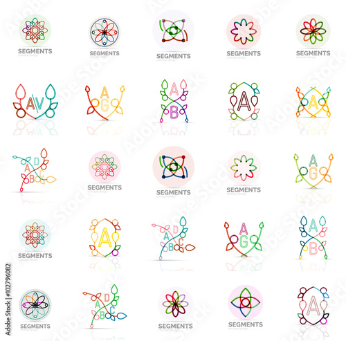 Linear abstract logos, letters, swirls