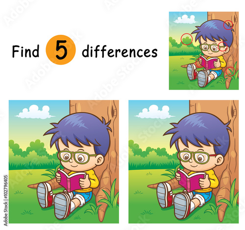 Vector Illustration of Game for children find differences - Boy