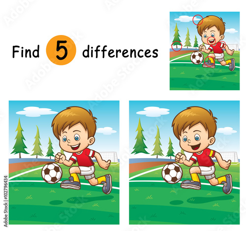 Vector Illustration of Game for children find differences - Soccer player