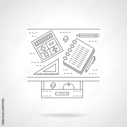 School desk flat line icon