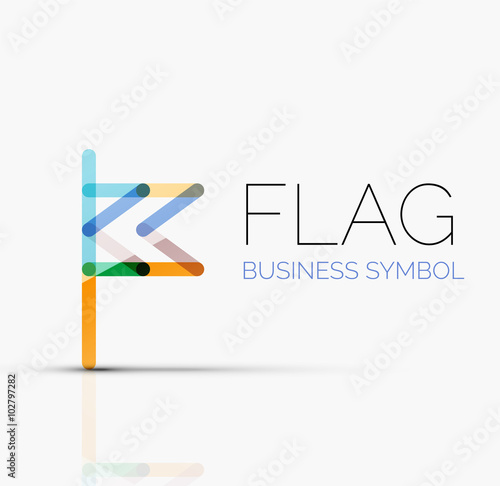 Logo flag, abstract linear geometric business icon