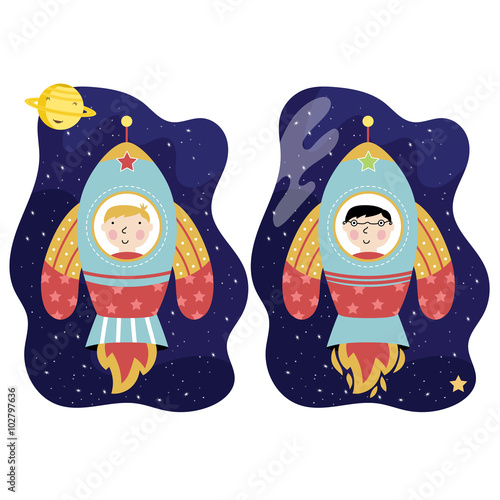 Find differences in illustration. Cartoon illustration fo kids. Spot difference. Educational game for children, funny game. Childrens logic game. 