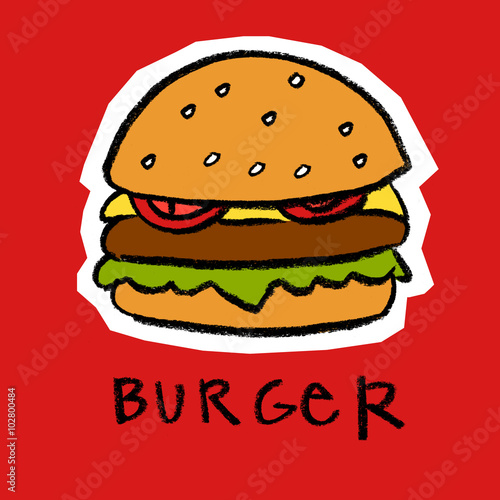 Hamburger on red background