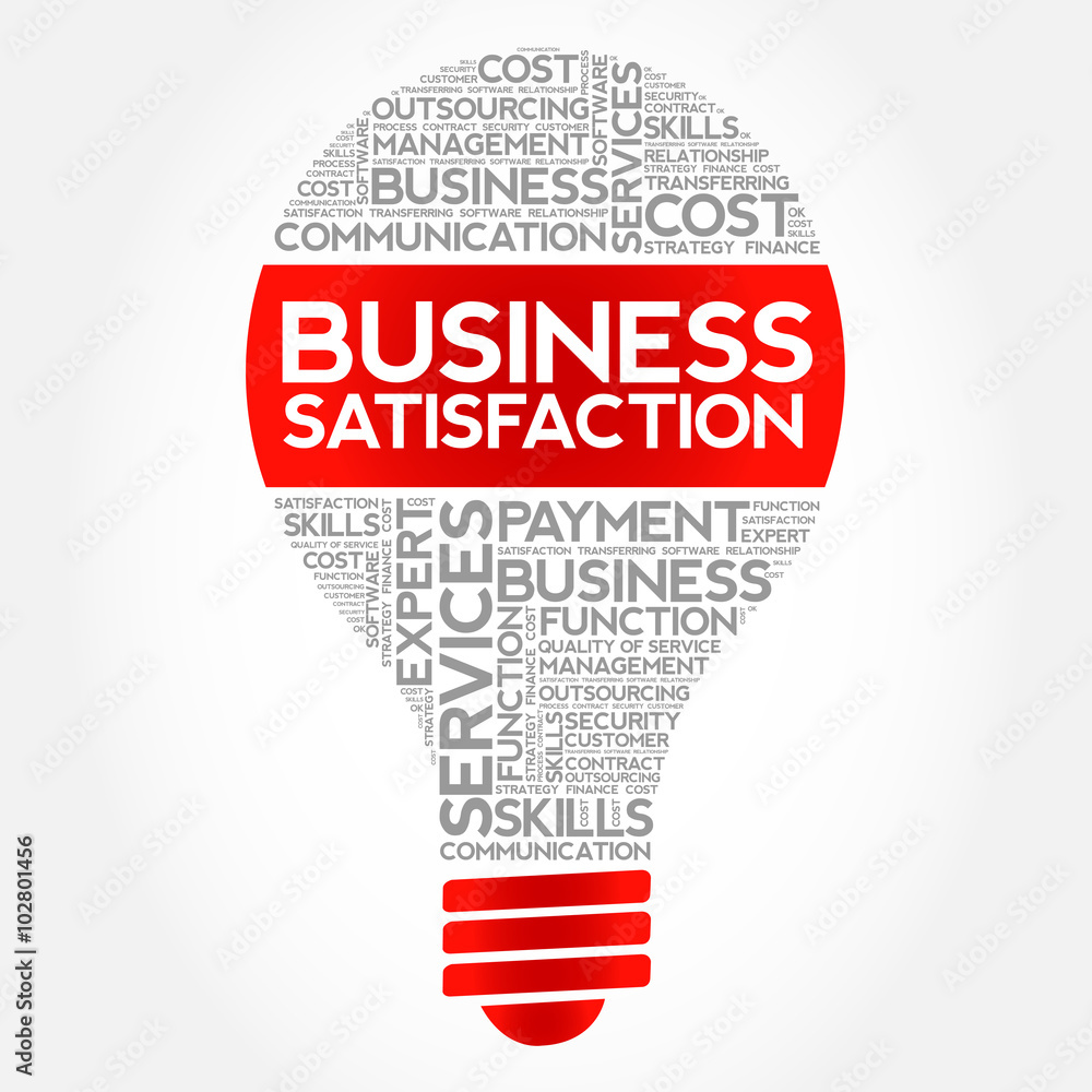 Business Satisfaction bulb word cloud, business concept Business Satisfaction bulb word cloud, business concept