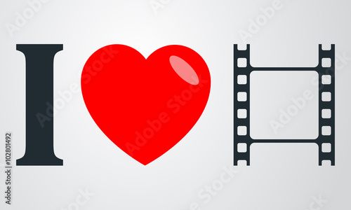 Icono plano i love video en fondo degradado