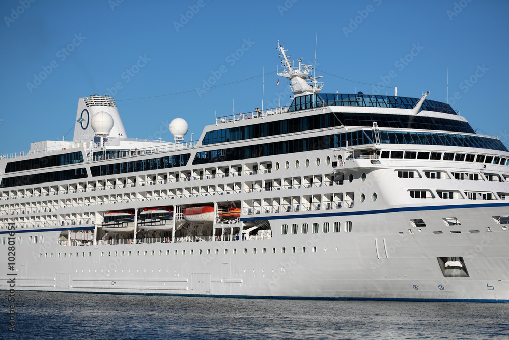 White modern ocean passenger liner