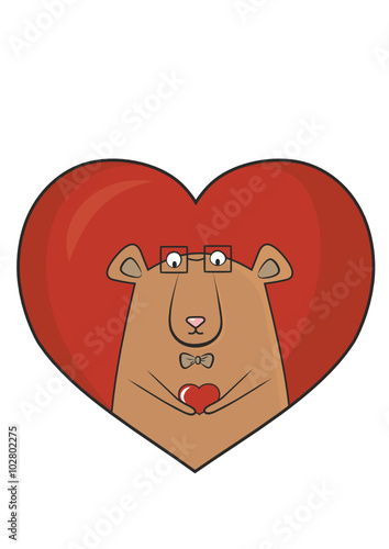 Happy Valentines day card with cute teddy bear