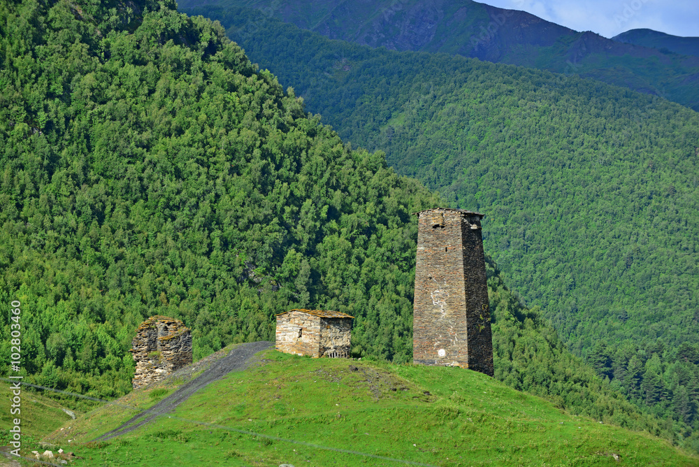 Towers in Ushguli, Upper Svaneti, Georgia Towers in Ushguli, Upper Svaneti, Georgia