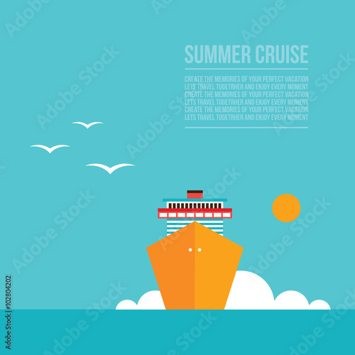 Cruise liner ship Colorful background Travel Tourism Vacation concept
