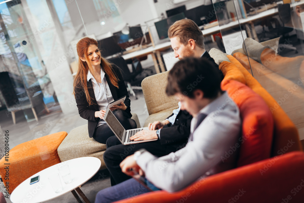 Business people conversation. Technology at hand Business people conversation. Technology at hand