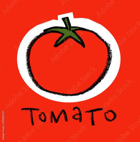 Tomato on red background