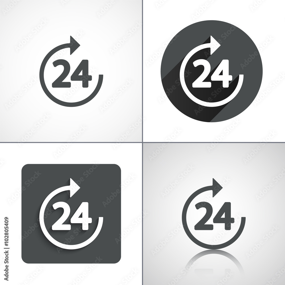 Vector 24h icon. Set elements for design. Vector illustration Vector 24h icon. Set elements for design. Vector illustration