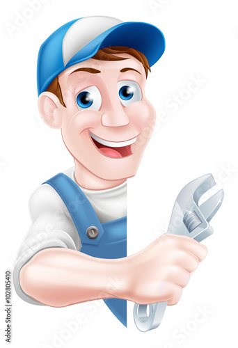 Cartoon Mechanic Plumber Man