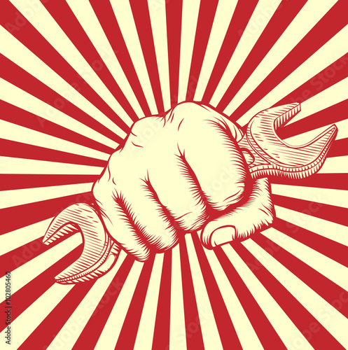 Propaganda Woodcut Spanner ...
