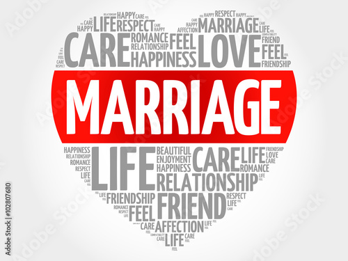 Marriage concept heart word cloud