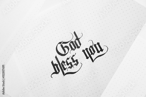 Text god bless you on the paper note texture Fototapeta