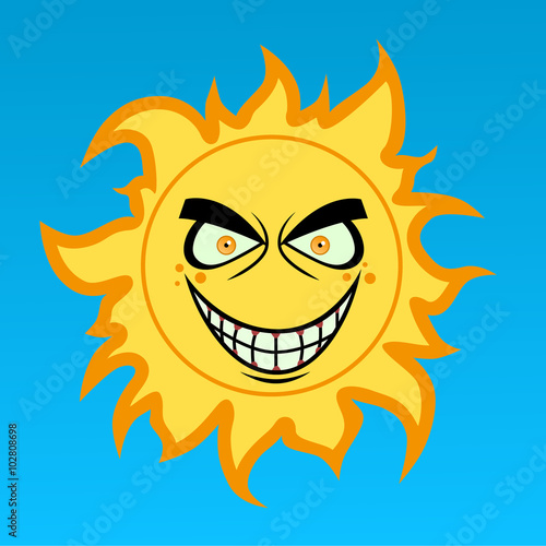 Crazy cartoon sun