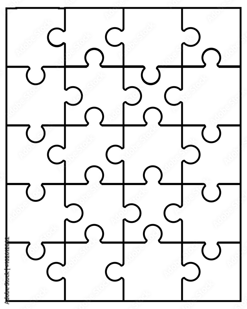 Vector illustration of small white puzzle, separate parts Vector illustration of small white puzzle, separate parts