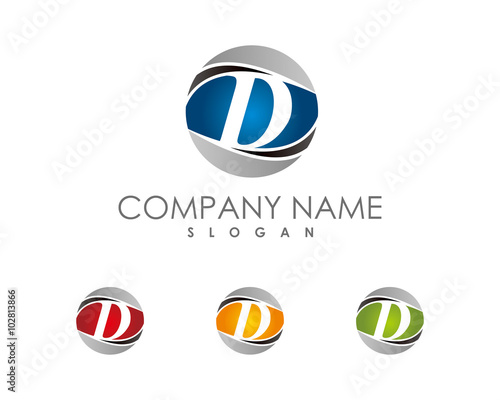 Negative space D Lettermark with circle Logo Icon 1